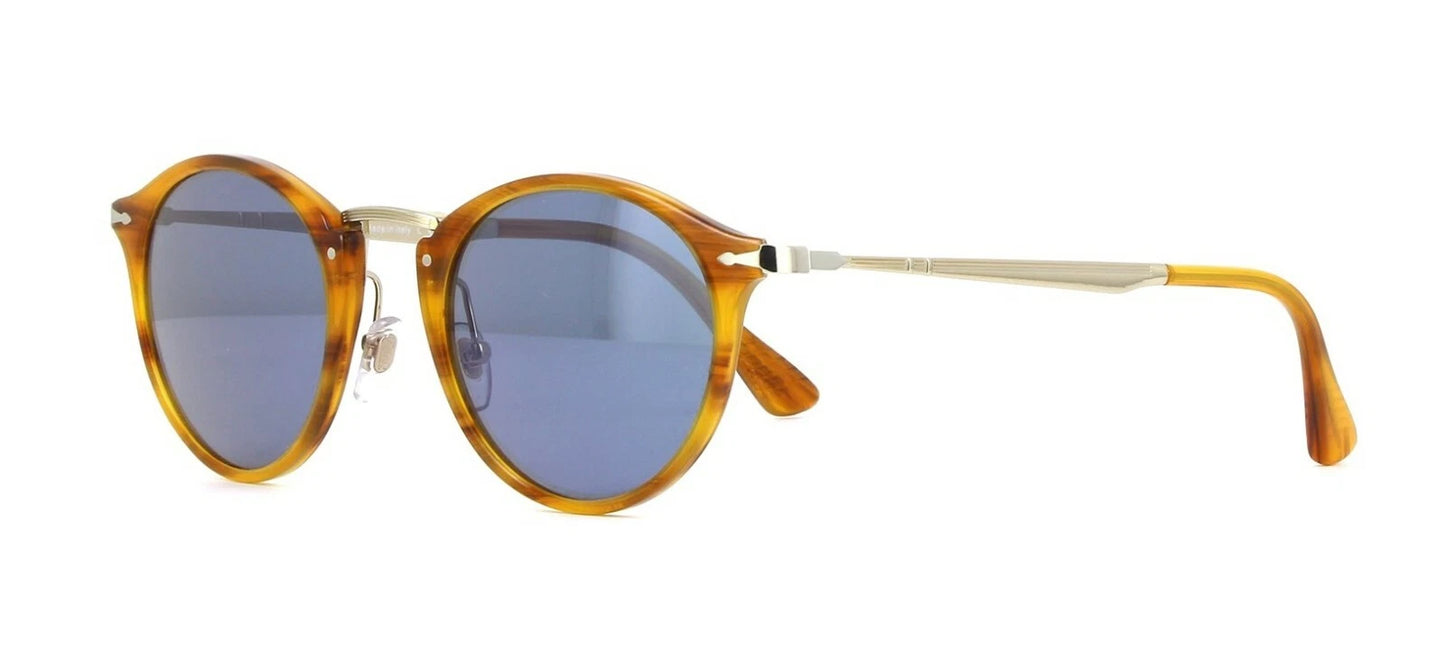 Persol CALLIGRAPHER EDITION PO 3166S Striped Brown/Crystal Grey Blue Sunglasses