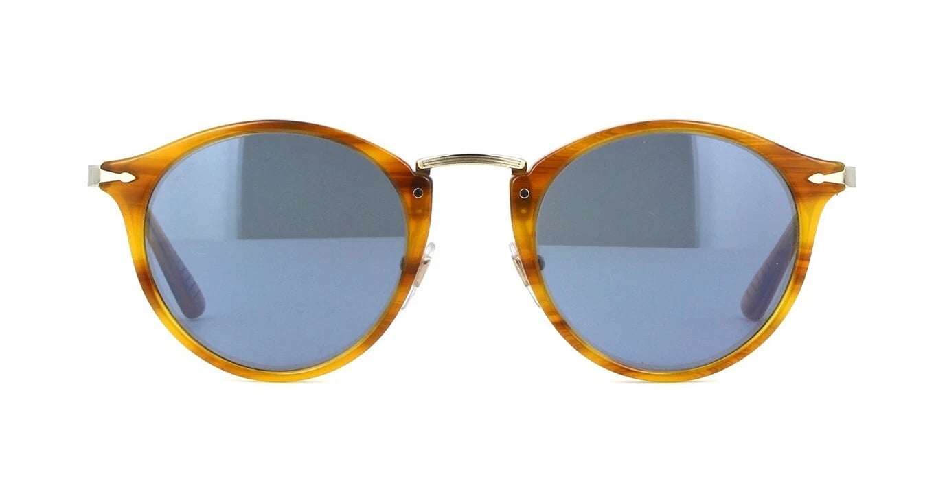 Persol CALLIGRAPHER EDITION PO 3166S Striped Brown/Crystal Grey Blue Sunglasses