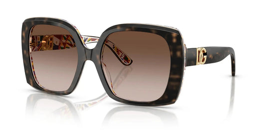 Dolce & Gabbana DG 4475 Havana On White Barrow/Brown Shaded (321713) Sunglasses