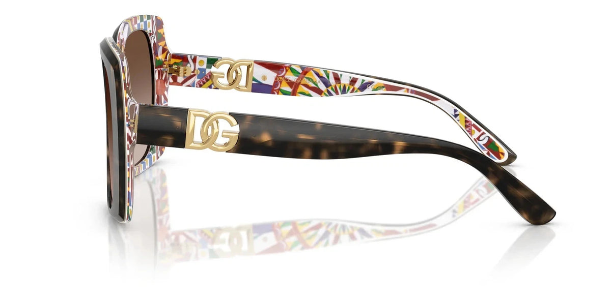 Dolce & Gabbana DG 4475 Havana On White Barrow/Brown Shaded (321713) Sunglasses