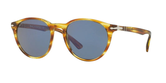 Persol GALLERIA '900 PO 3152S Striped Brown Yellow/Crystal Blue Sunglasses