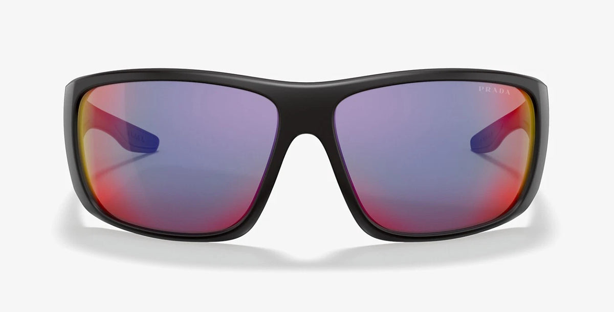 PRADA LINEA ROSSA 04VS Matte Black/Grey Blue Red Mirrored (1BO-9Q1) Sunglasses