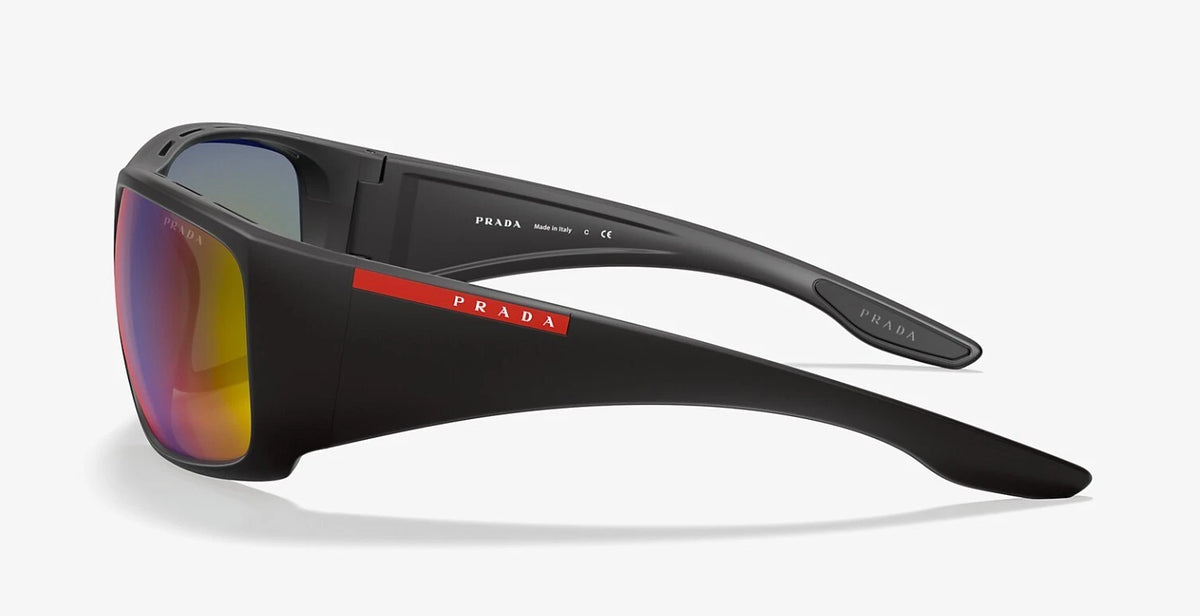 PRADA LINEA ROSSA 04VS Matte Black/Grey Blue Red Mirrored (1BO-9Q1) Sunglasses