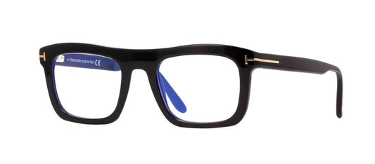 Tom Ford FT 5757-B BLUE BLOCK Shiny Black/Blue Filter (001) Eyeglasses