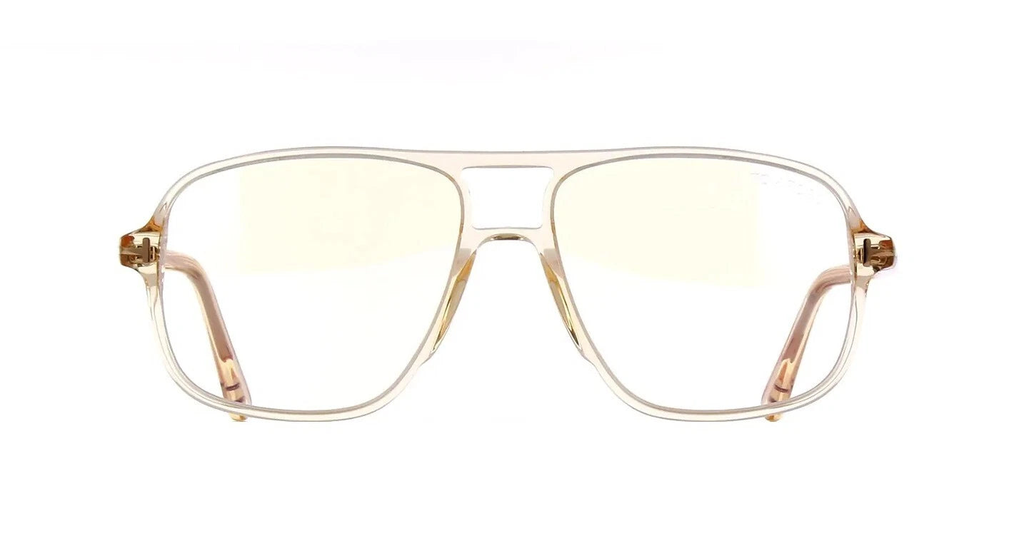 Tom Ford FT 5737-B BLUE BLOCK Shiny Light Brown (045) Eyeglasses